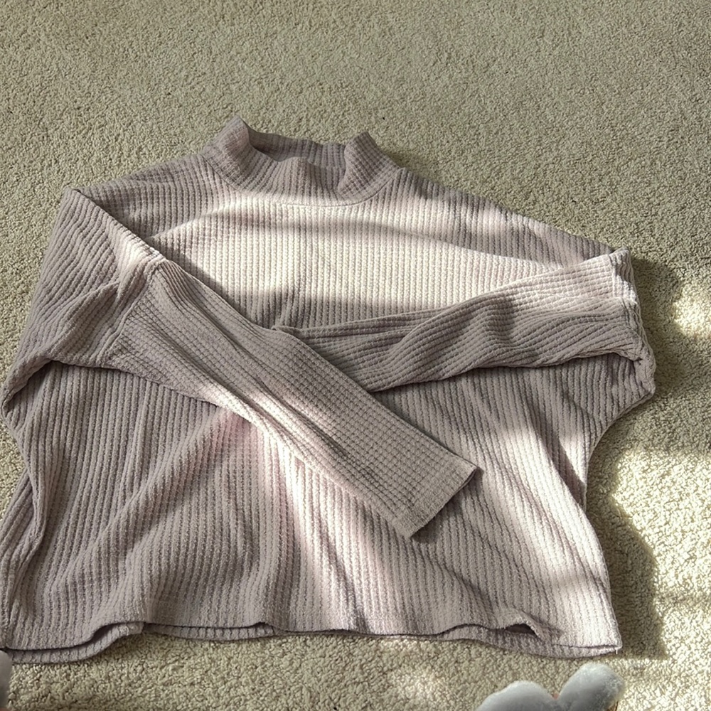 CROPPED WAFFLE MOCKNECK SWEATER